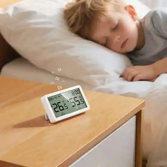 HX42 Ceas de alarmă electronic de interior cu termometru și higrometru – Alb 2