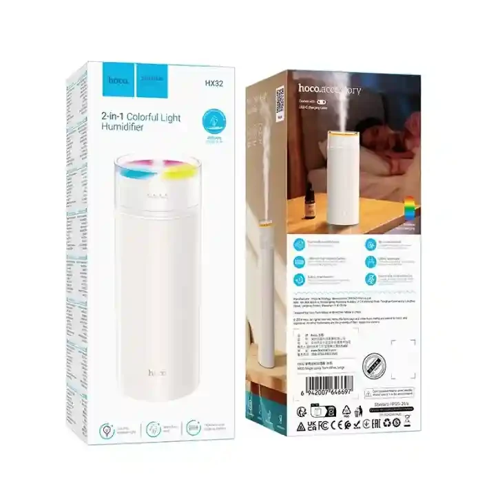 Увлажнитель воздуха HOCO HX32 2в1 500мл 1800mAh с цветной подсветкой бежевый 2