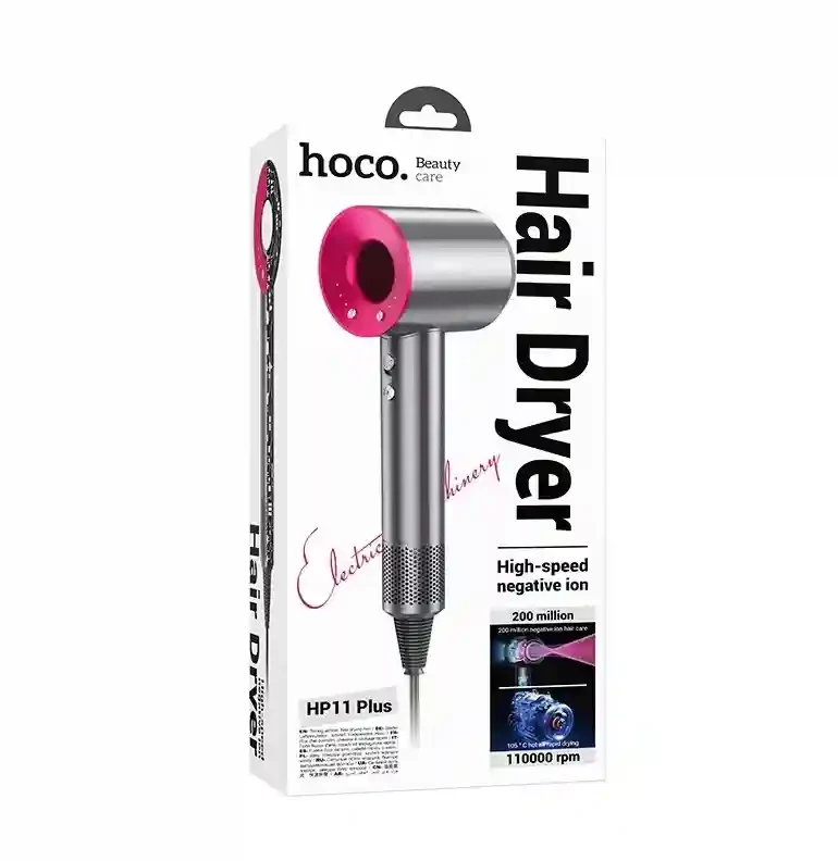 Uscător de păr Hoco HP11 Plus cu ioni negativi de mare viteză (UE) roz-roșu 4