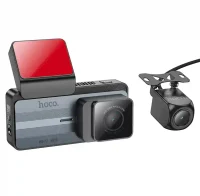 Înregistrator de condus Hoco DV12, afișaj 2K, GPS (cu cameră spate), gri argintiu