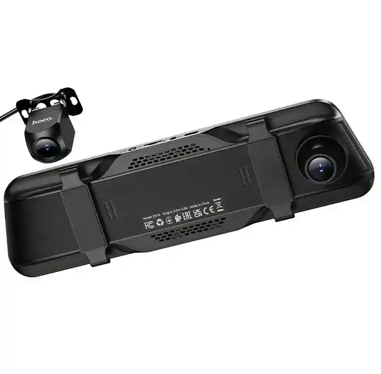 Recorder media de streaming Hoco DV16 de 9,66 inci (cu două canale și cameră spate), negru 3