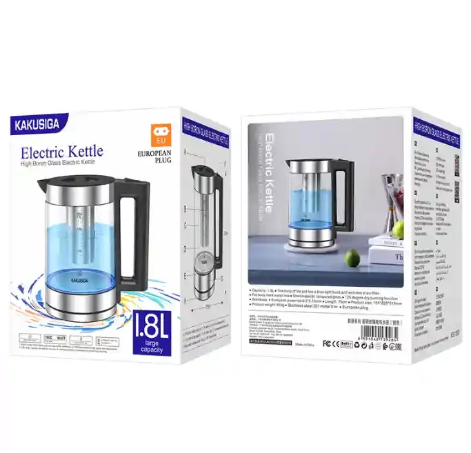 Fierbător electric din sticlă cu conținut ridicat de bor KAKUSIGA KSC-1507 BIYUAN (UE) Argintiu 2