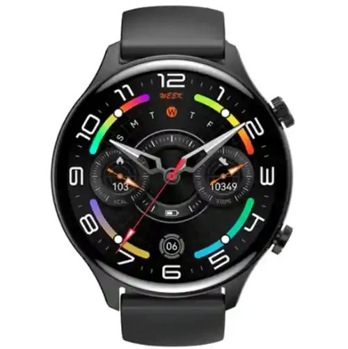 XO J14 Круглые спортивные часы с большим AMOLED-экраном диагональю 1,75 дюйма и функцией голосового управления, серебристый цвет.