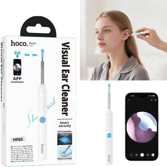 Инструмент для чистки ушей Hoco HP 65 с камерой, белый. 2